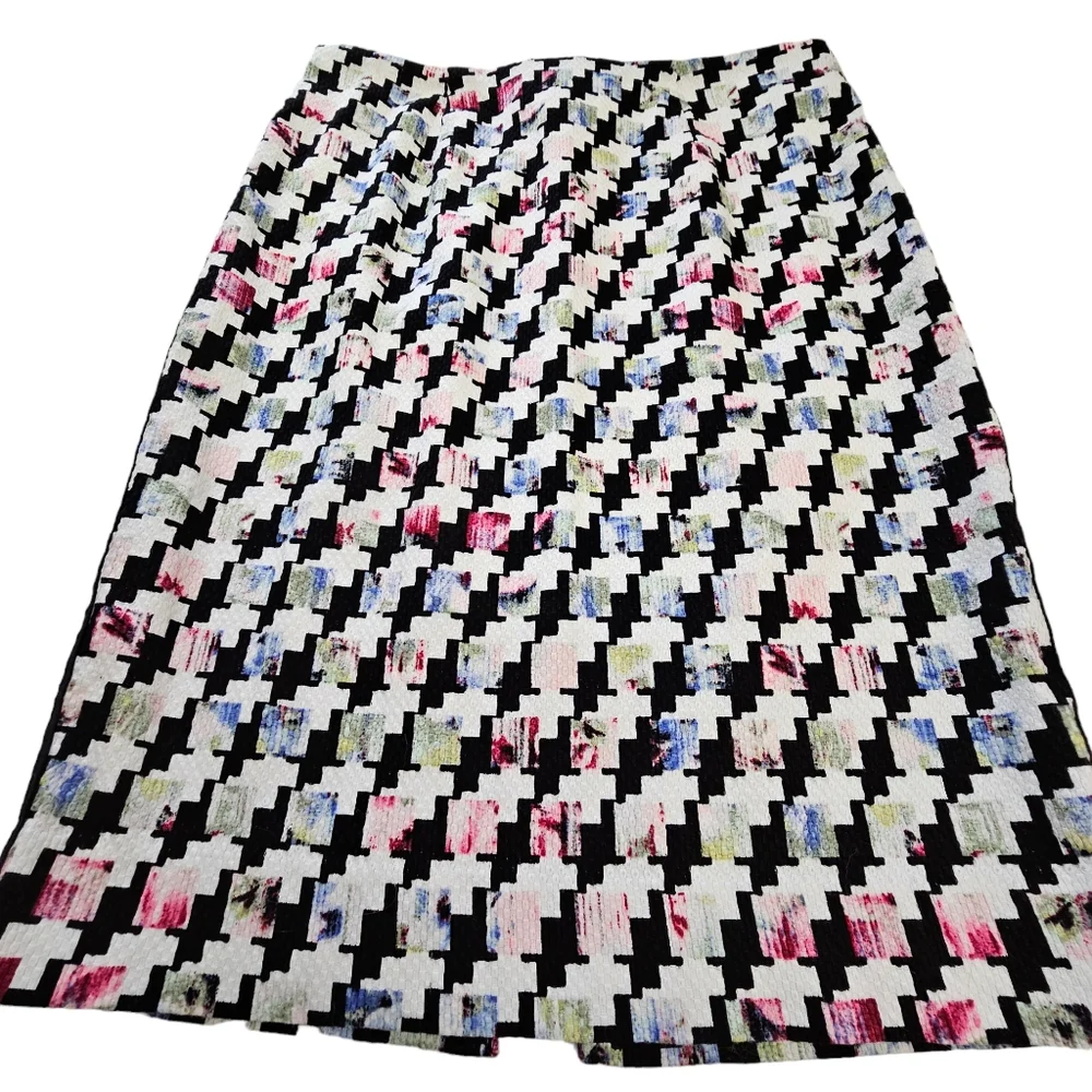 White House Black Market Houndstooth Black/White  Multicolor Pencil Skirt
